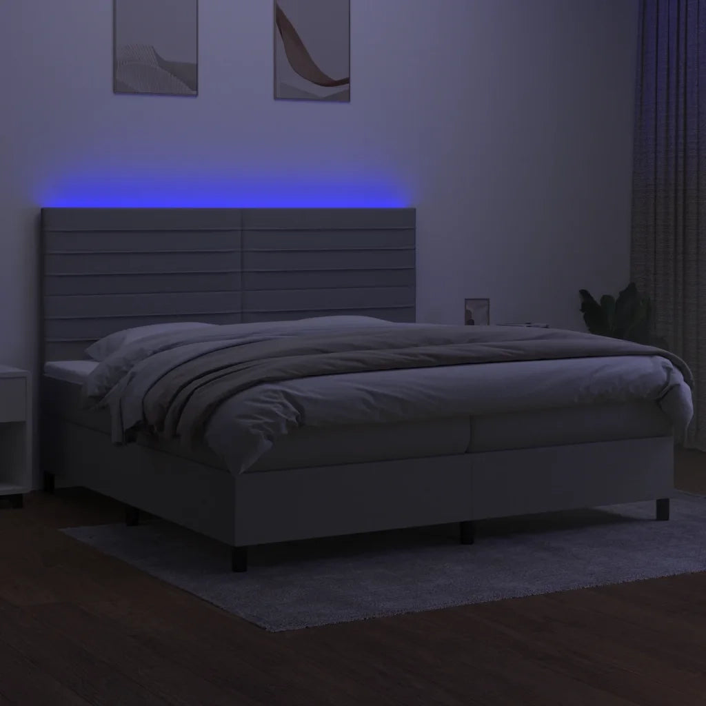 Letto a Molle Materasso e LED Grigio Chiaro 200x200 cm Tessuto 3134981