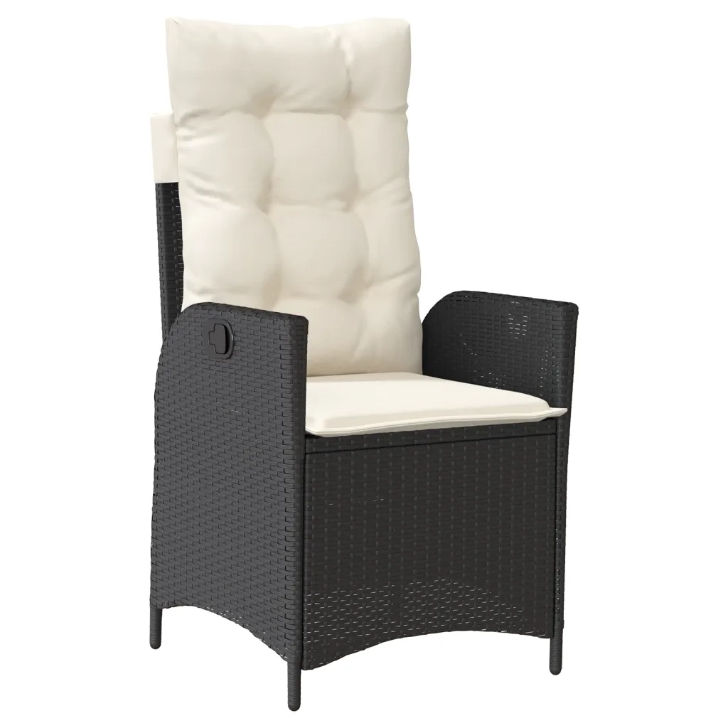Set da Pranzo da Giardino 5 pz Nero con Cuscini in Polyrattan 3213088