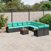 Set Divani da Giardino 11 pz con Cuscini in Polyrattan Nero 3227198