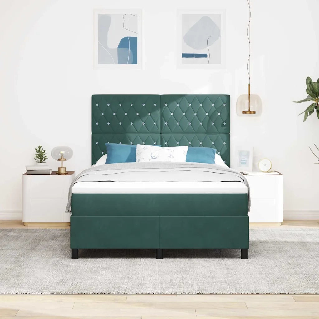 Letto a Sorgente LED Verde Scuro 140 x 190 cm Velluto 3343247