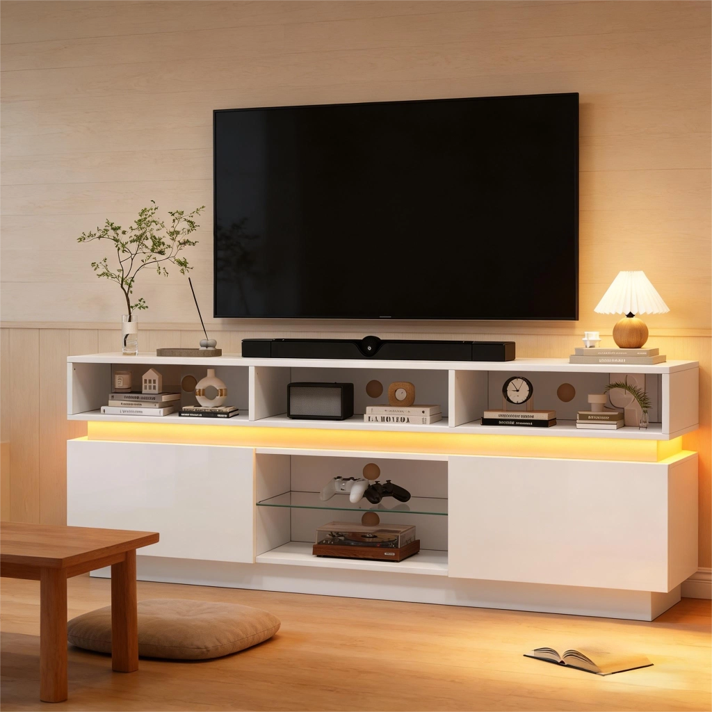 Cassettiera TV bianca in MDF lunghezza 160 cm