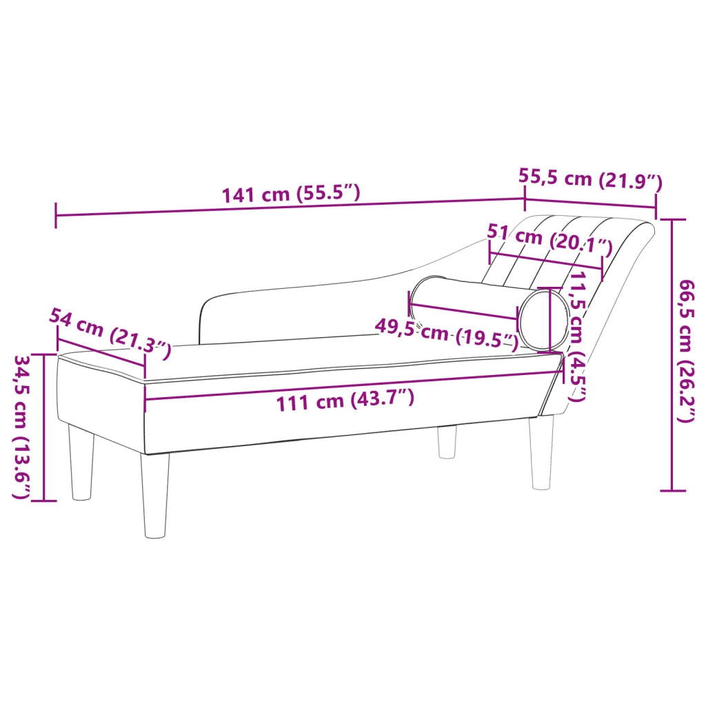 Chaise Longue con Cuscini Tortora in Tessuto CFW3529128