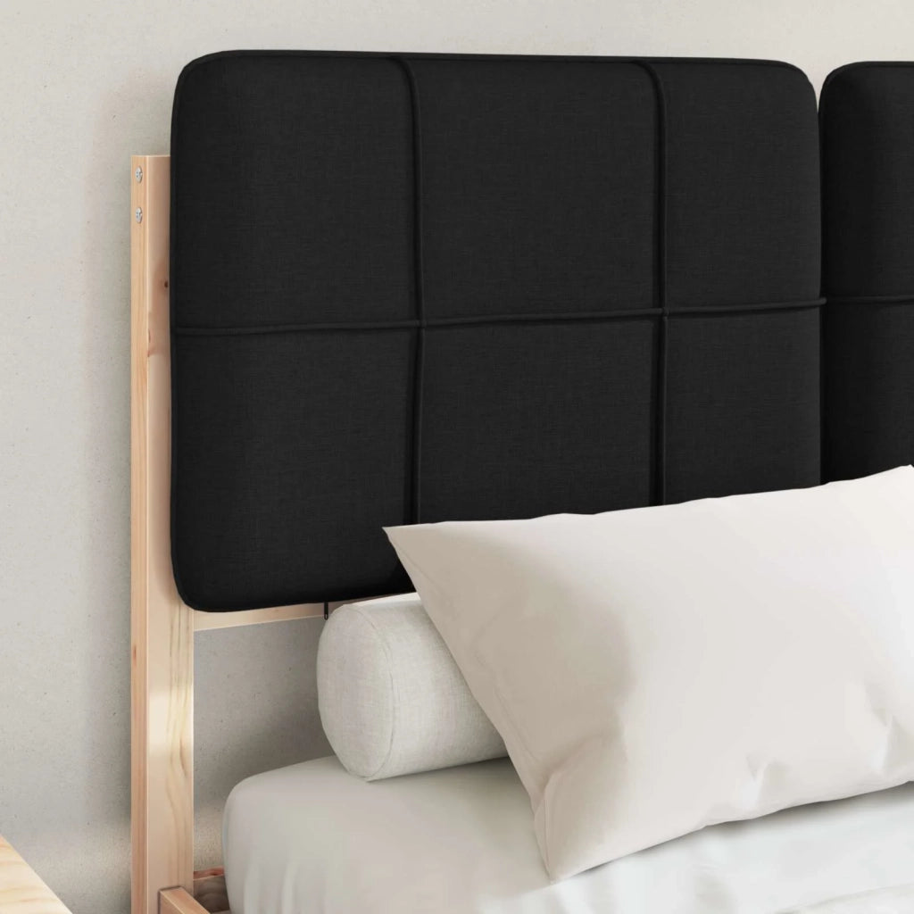 Letto matrimoniale | Letto per adulti | Letto con Testiera Rivestita Nero 120 x 190 cm Pino massello