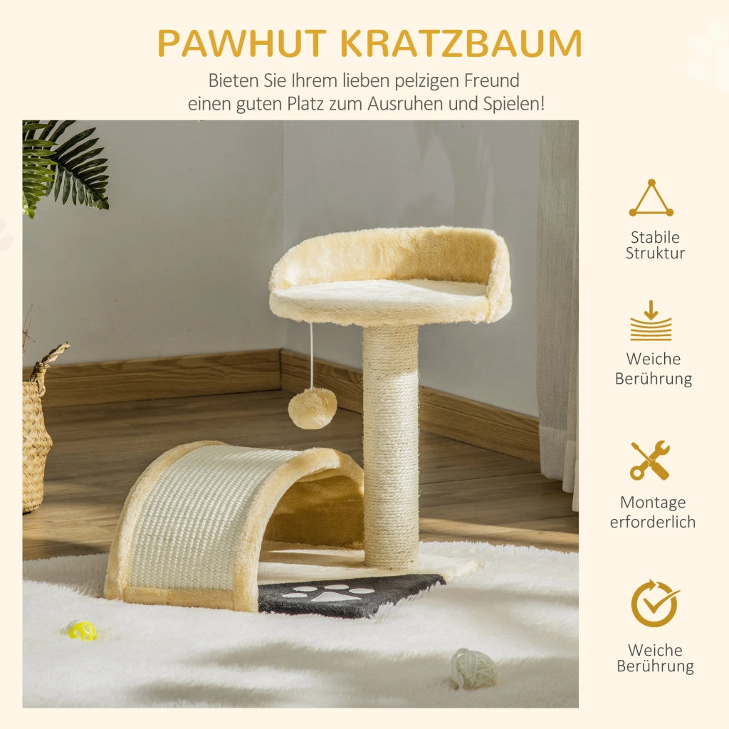 Albero tiragraffi per gatti con palla e piattaforma ¨C zephmum ¨C 46x46x46 beige