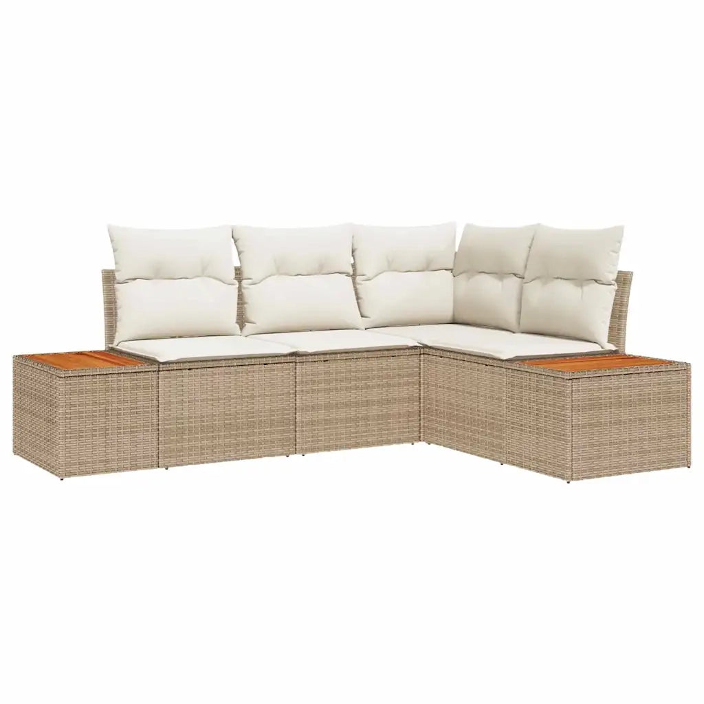 Set Divano da Giardino 4 pcs Beige e Crema Polyrattan 3356746
