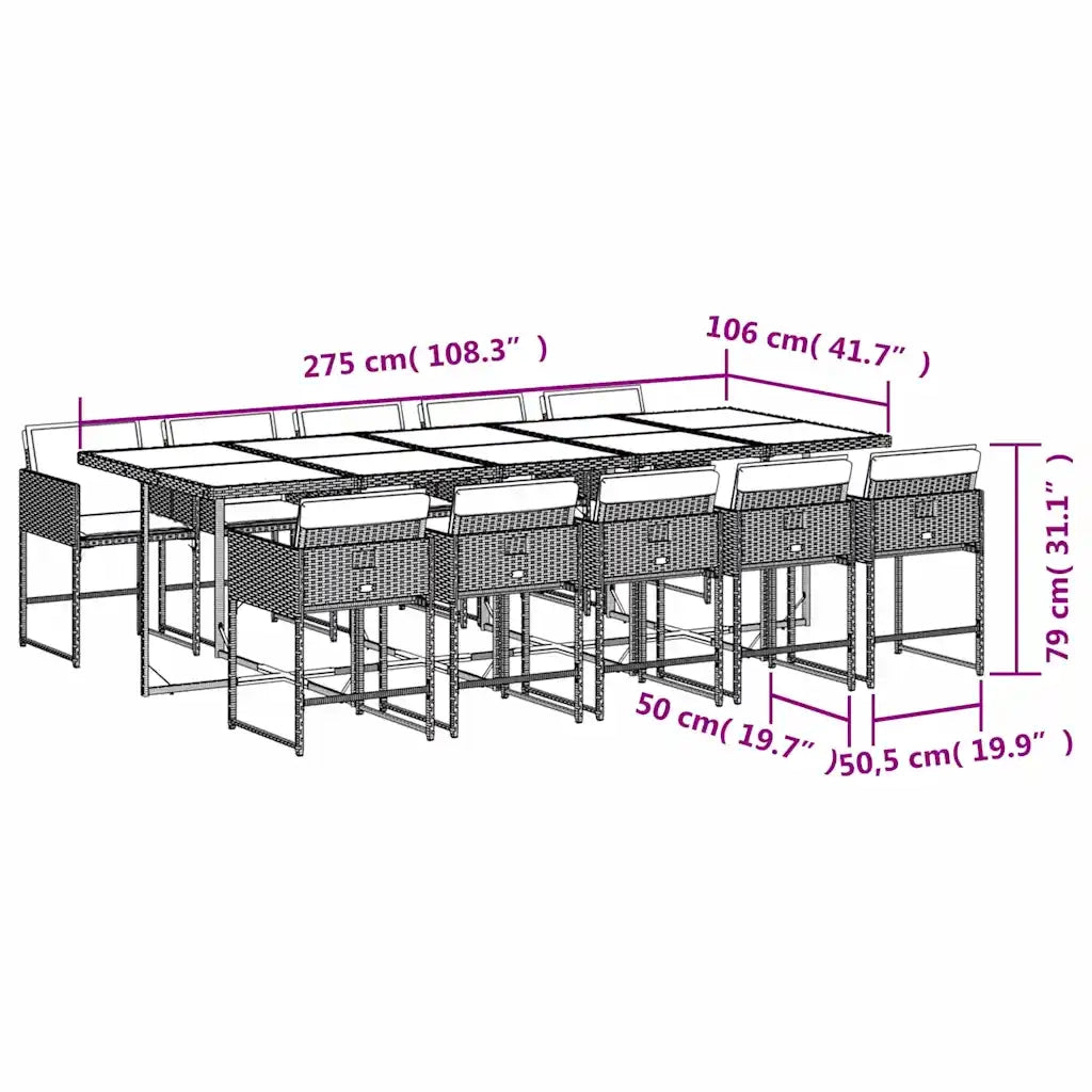 Set da Pranzo da Giardino 11 pz con Cuscini Beige in Polyrattan 3211294