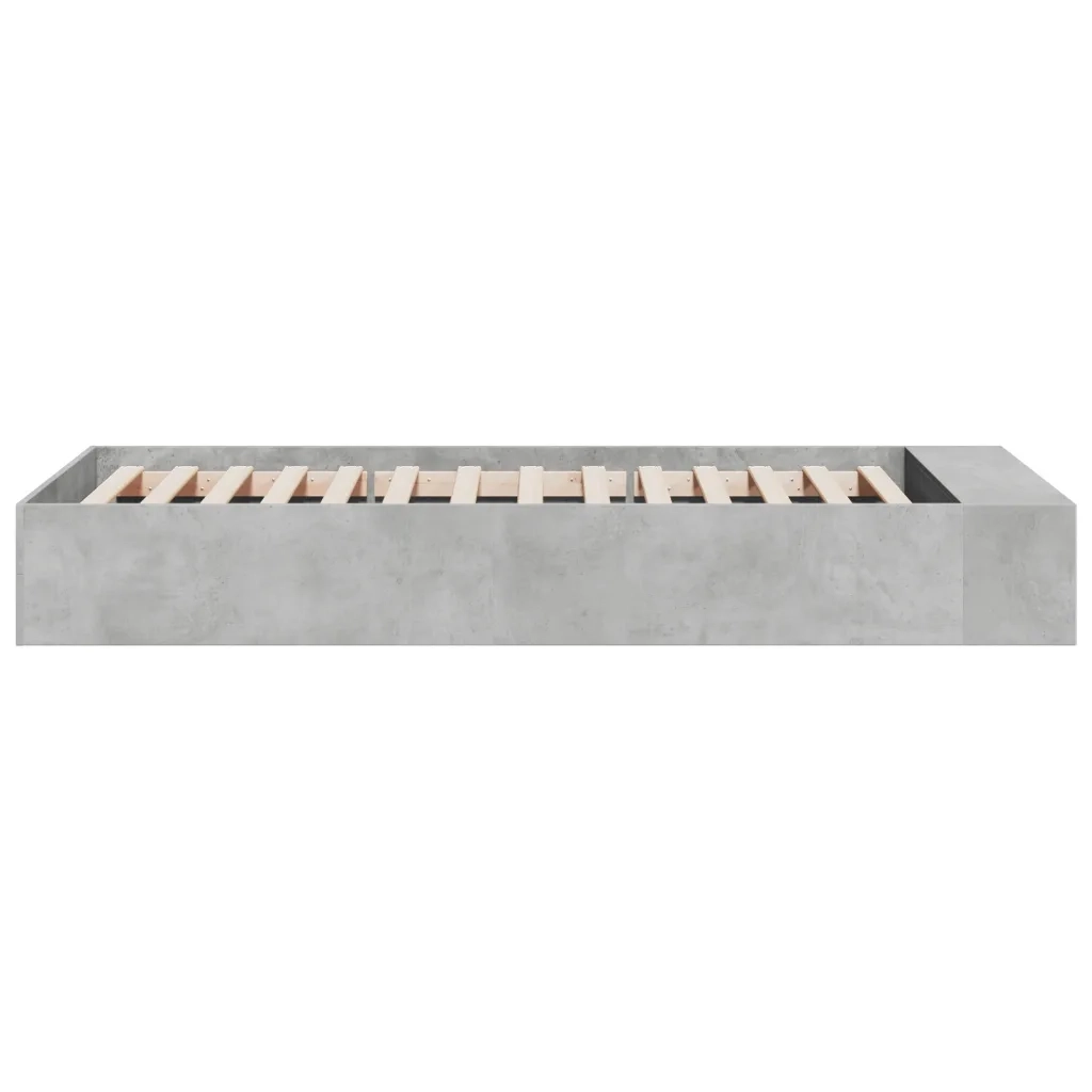 Letto singolo | Letto per adulti | Giroletto Grigio Cemento 75x190 cm in Legno Multistrato