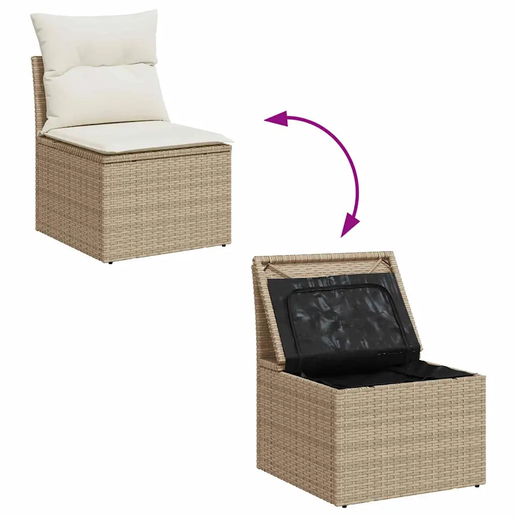 Set Divano da Giardino con cuscino 4 pcs Beige Poly Rattan 3360482