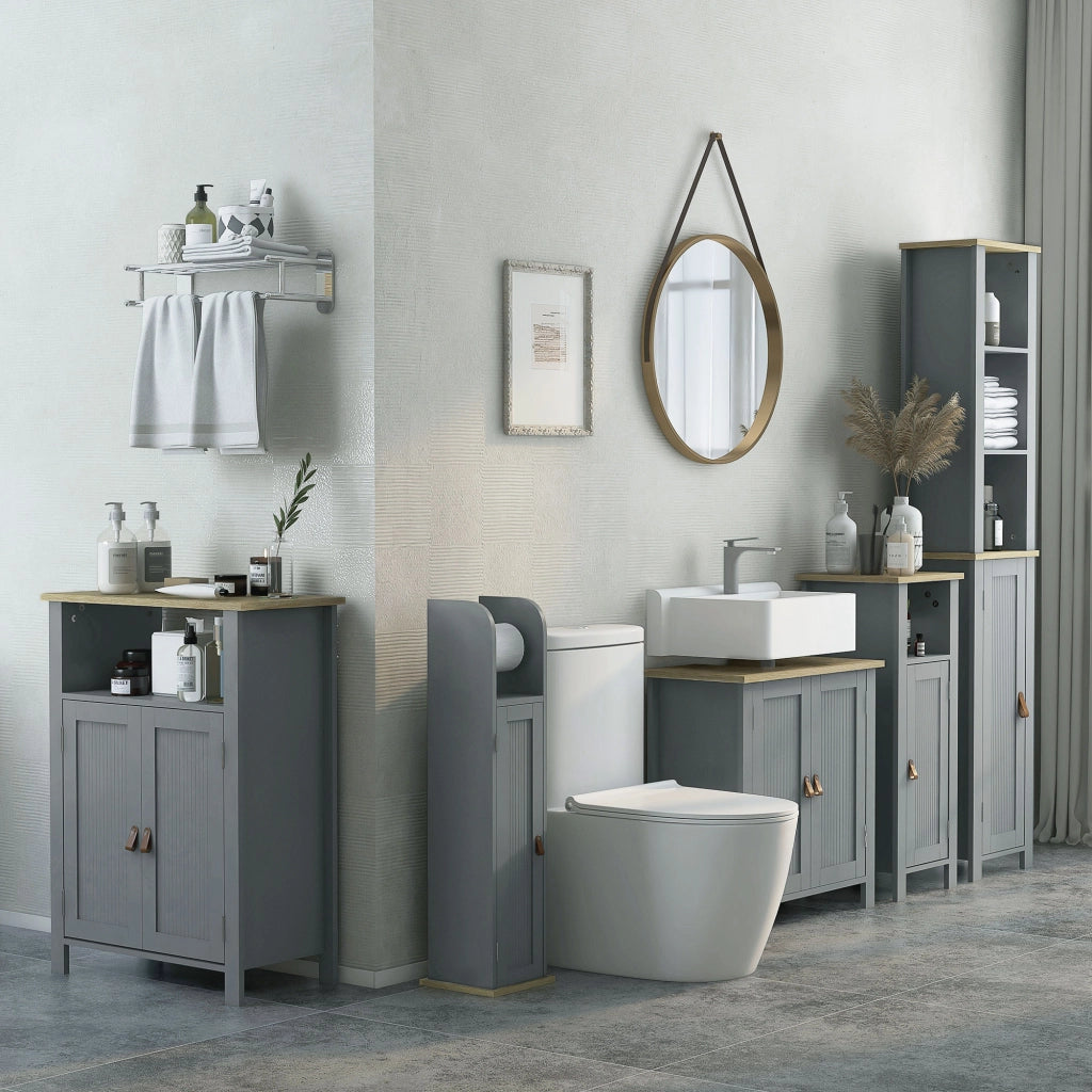Mobile sottolavabo con 2 ante e ripiano regolabile ¨C Xylo ¨C Grigio 60x30x60 cm