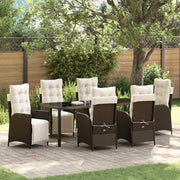 Set da Pranzo per Giardino con cuscino 7 pcs Marrone polyrattan 3380545