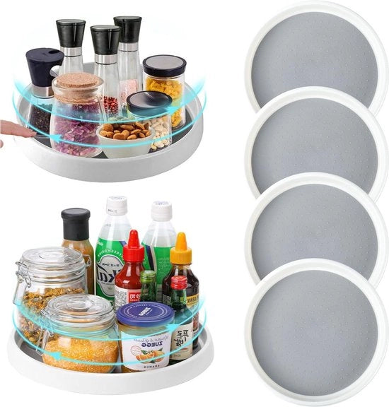 Organizzatore per piatti rotanti 4 pezzi 25 cm - organizzatore per piatti rotanti per frigorifero - organizzatore rotante per spezie - commode per spezie