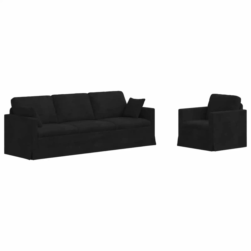 Divano 2 pcs Nero 228 x 78 x 80 cm Velluto