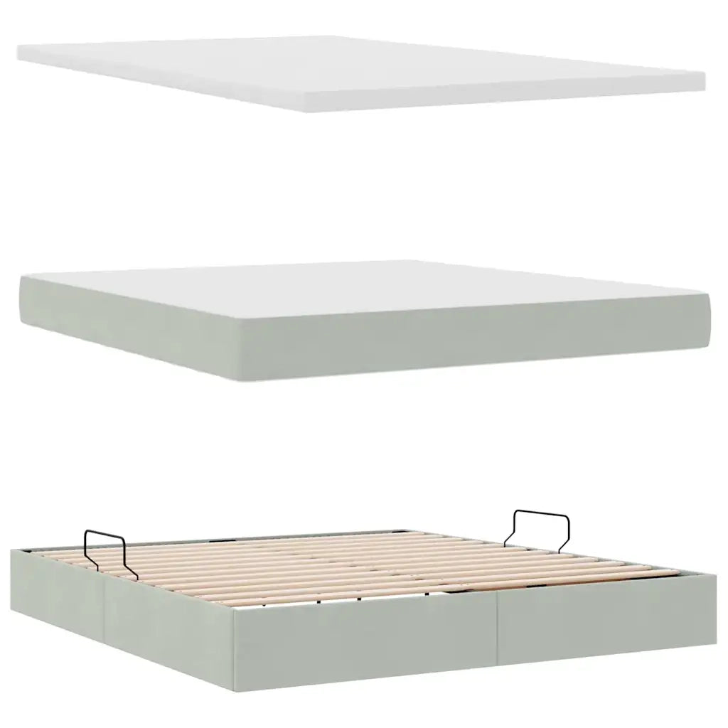 Letto con contenitore e LED Grigio chiaro 160 x 200 cm Velluto 3372795