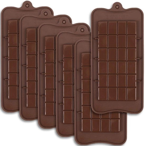 Mallen di Silicone per Chocolata - Ruppevolte per Caramelle e Barrette Energetiche - Marrone - Resistenti al Lavastoviglie - Ideali per gli Amanti della Cucina - 6 Pezzi