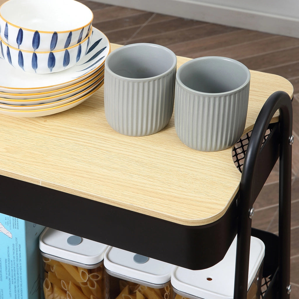 Carrello di servizio con 3 cestini ¨C Minimal ¨C Nero, metallo e plastica