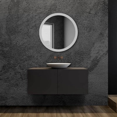 Specchio bagno 80 cm tondo con cornice LED serigrafata bianco naturale