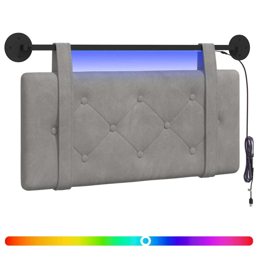 Testiera sospesa Con luce LED Grigio Chiaro Velluto 3424083