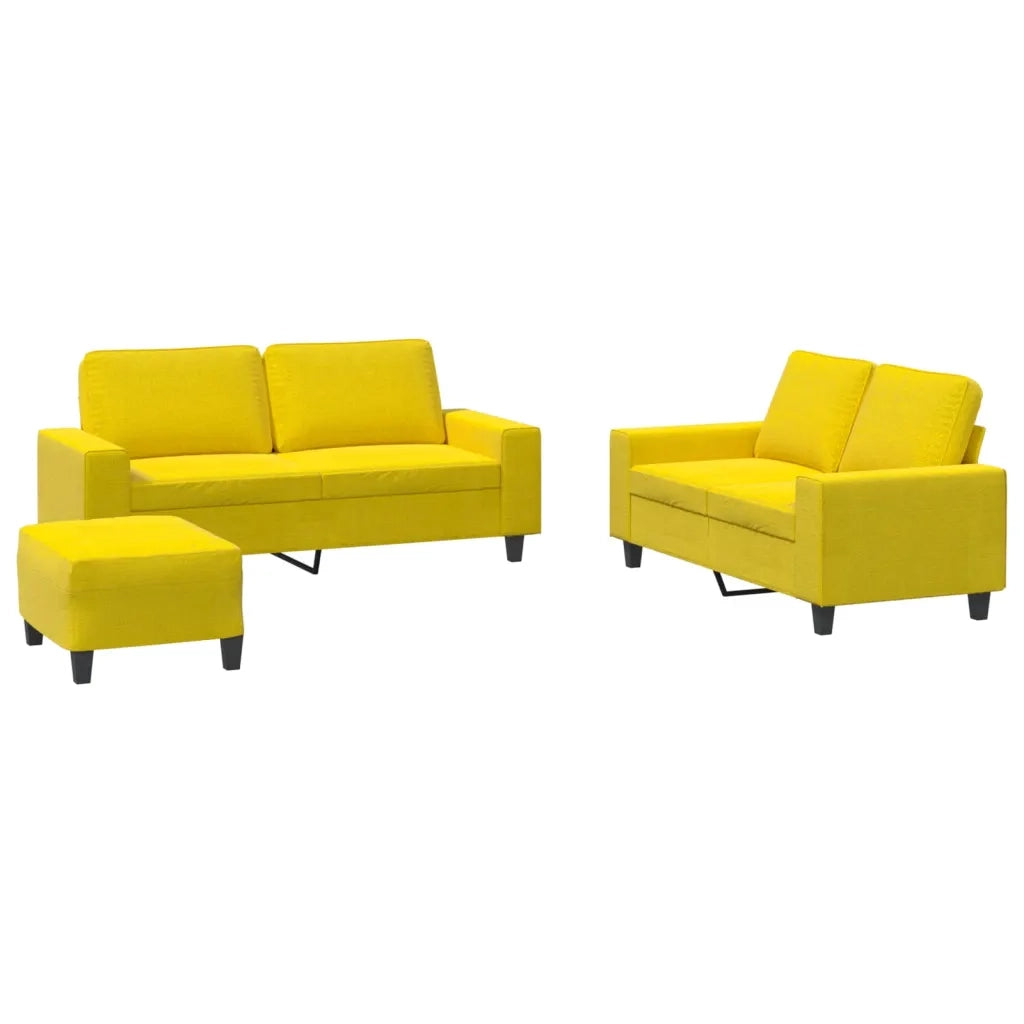 Set di Divani 3 pz Giallo Chiaro in Tessuto 3201895