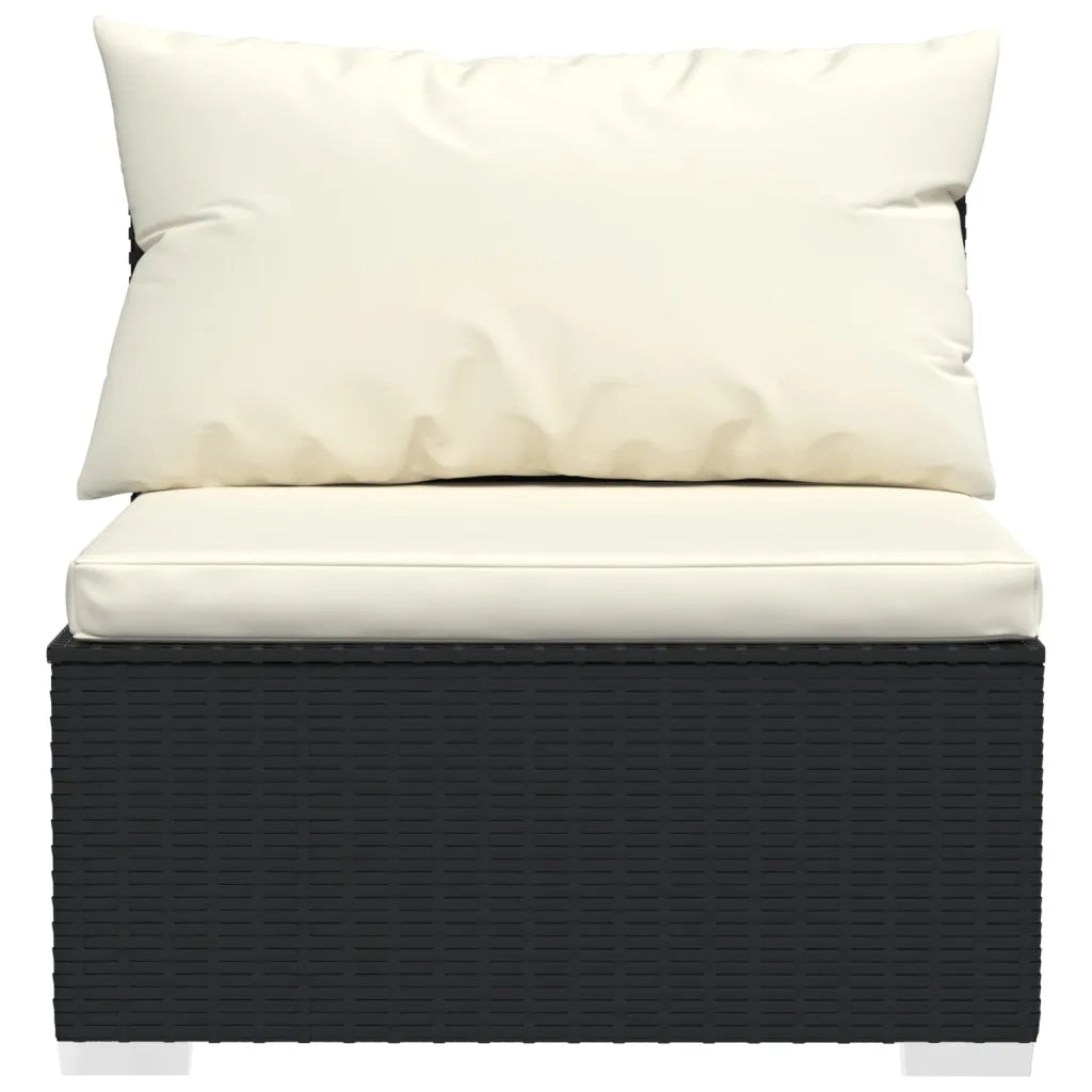 Set Divani da Giardino 9 pz con Cuscini in Polyrattan Nero 3102287