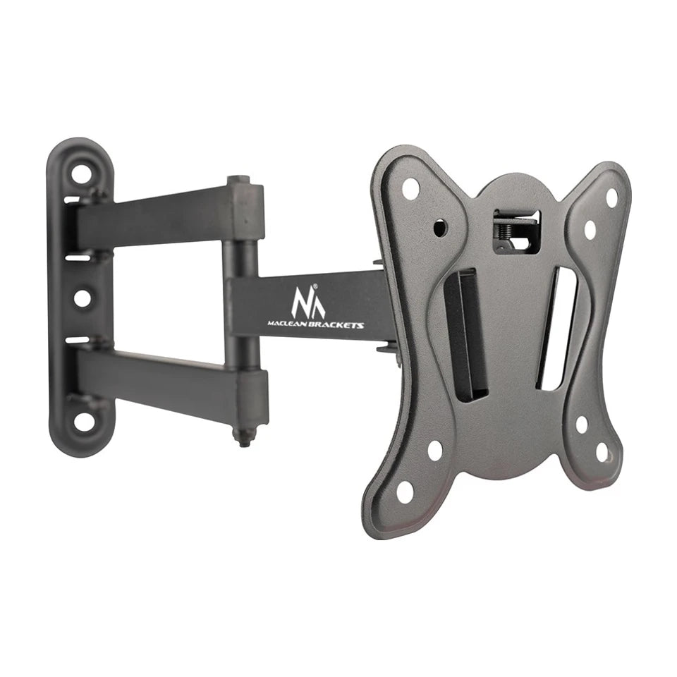 Supporto a parete per TV e monitor Maclean MC-417 a movimento completo 13-32" 30kg max. VESA 100x100 Nero verniciato a polvere Staffa universale regolabile per distanza dal muro, rotante e inclinabile