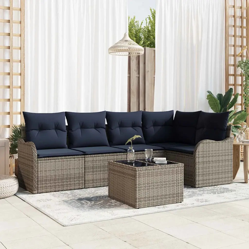 Set Divano da Giardino Grigio polyrattan 3345715