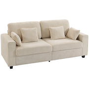 Divano 3 Posti Tessuto Velluto ¨C Zephmum ¨C Beige con Cuscini