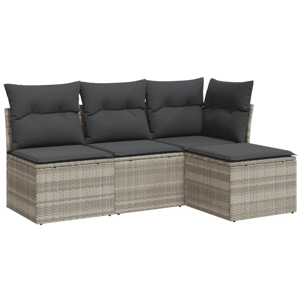 Set Divano da Giardino 4pz con Cuscini Grigio Chiaro Polyrattan 3249341