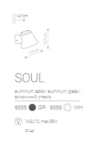 Applique esterno Nowodvorski SOUL grafite alluminio GU10