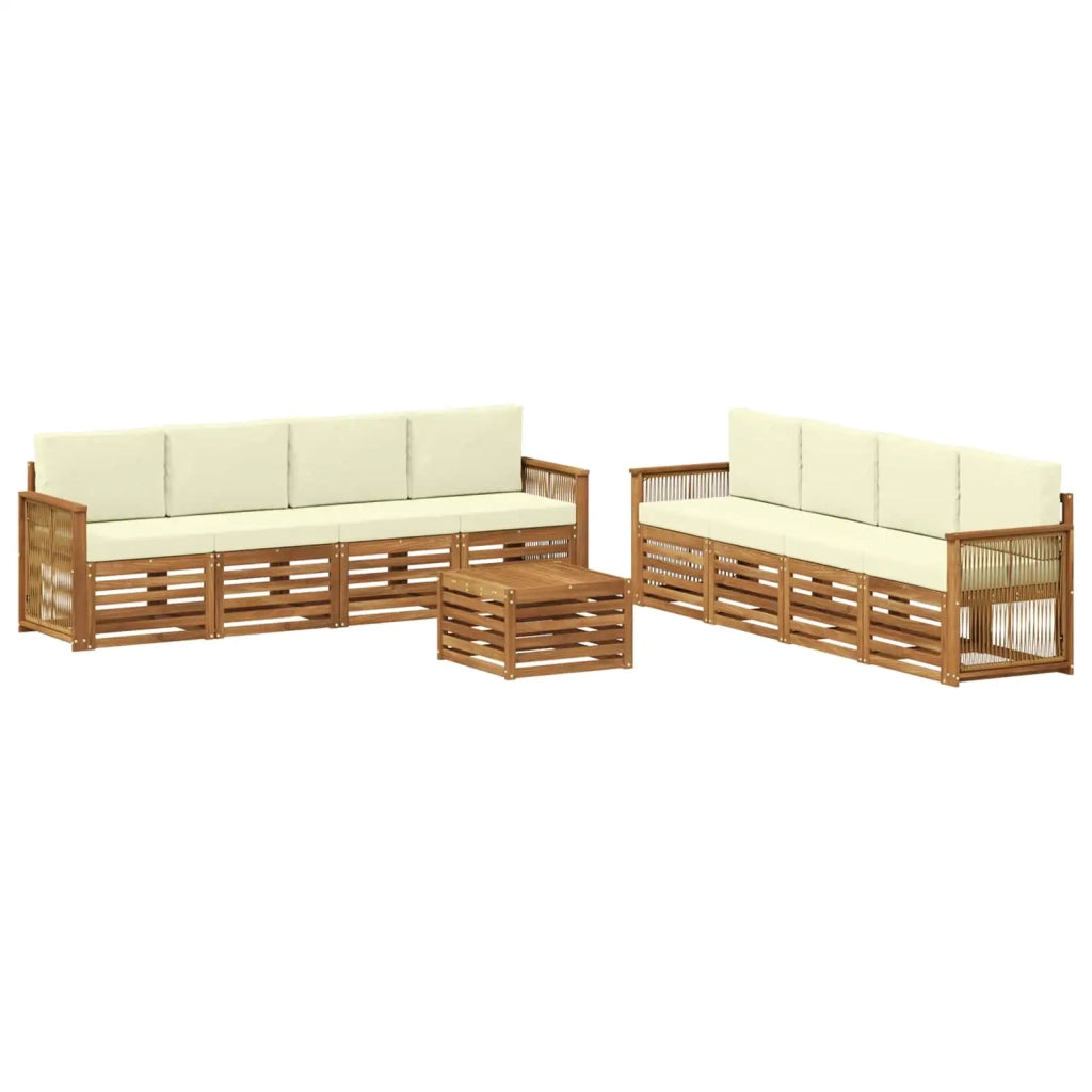 Set di divani da esterno 9 pz Naturale e Crema 3384176