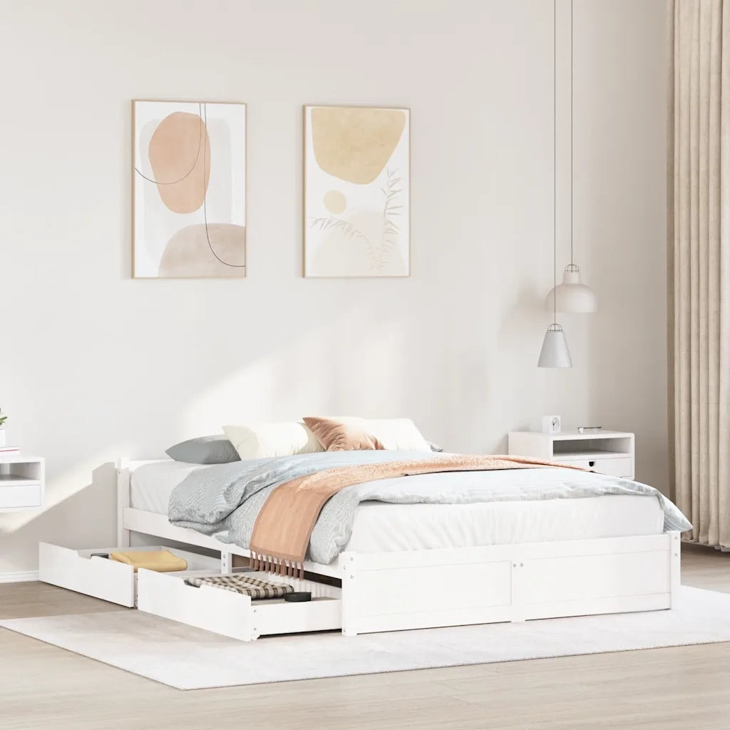 Letto senza Materasso-Struttura Letto Bianco 120x200 cm Legno Massello di Pino 886344