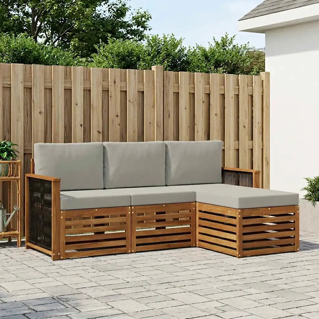 Set di divani da esterno 4 pcs Naturale e Grigio Chiaro 3384202