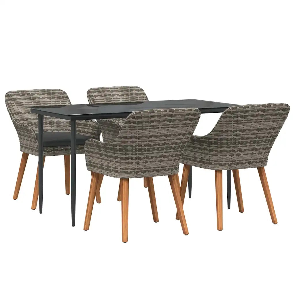 Set da Pranzo per Giardino con cuscino 5 pcs Grigio polyrattan 3261679