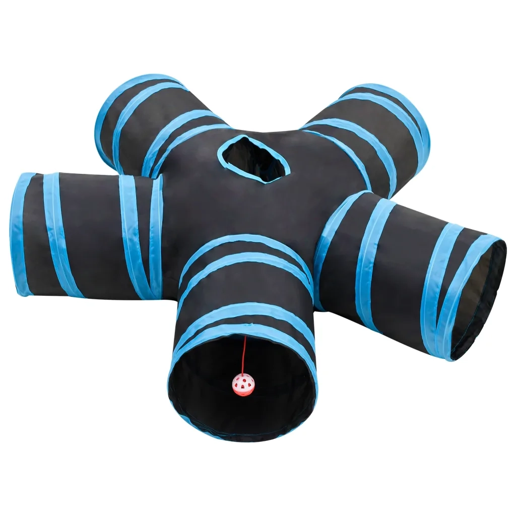 Tunnel per Gatti a 5 Vie Nero e Blu 25 cm in Poliesterecod mxl 104181