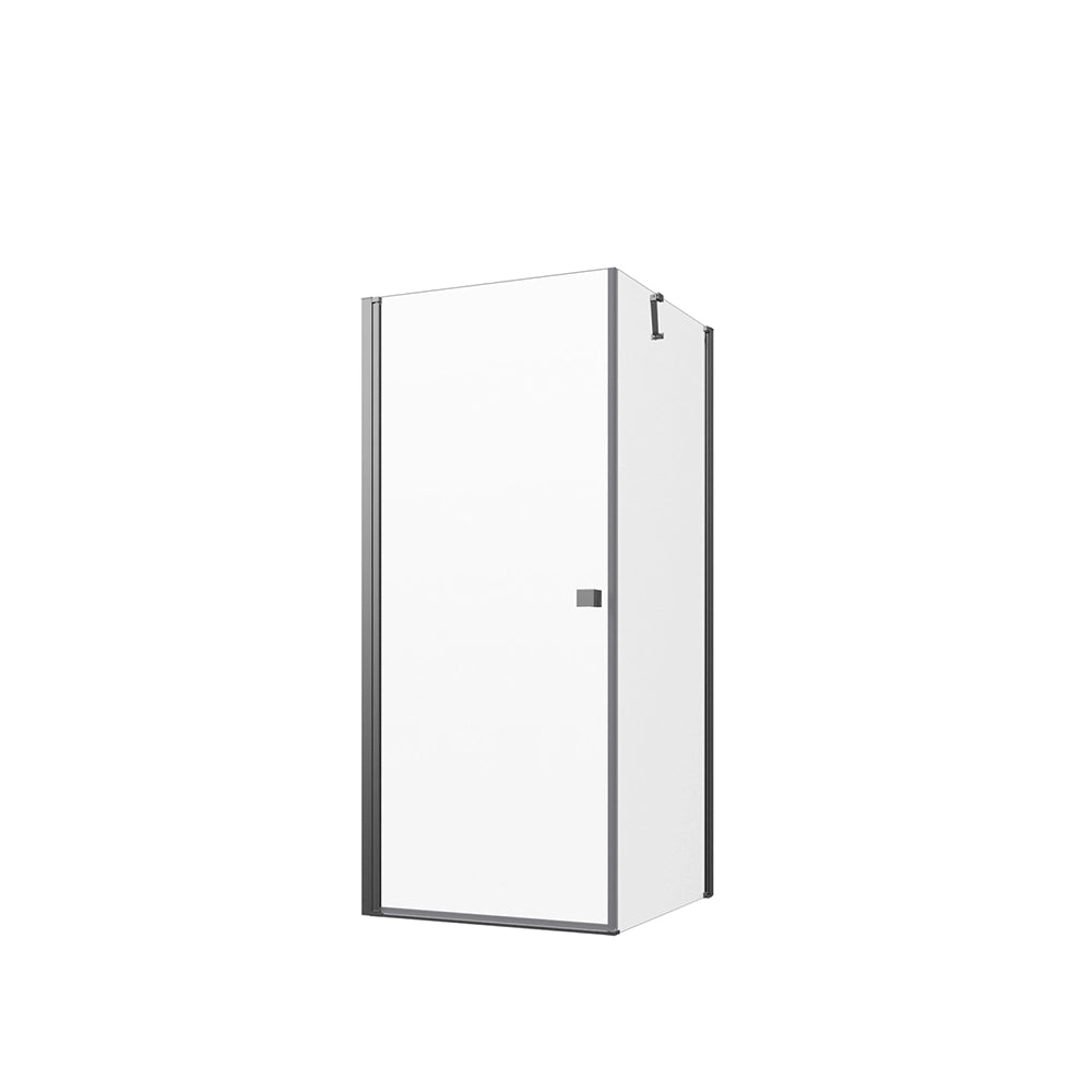 Box doccia 80x90 cm con apertura a battente e parete fissa, profili cromati e vetro da 8mm trasparente h195 | Fiji