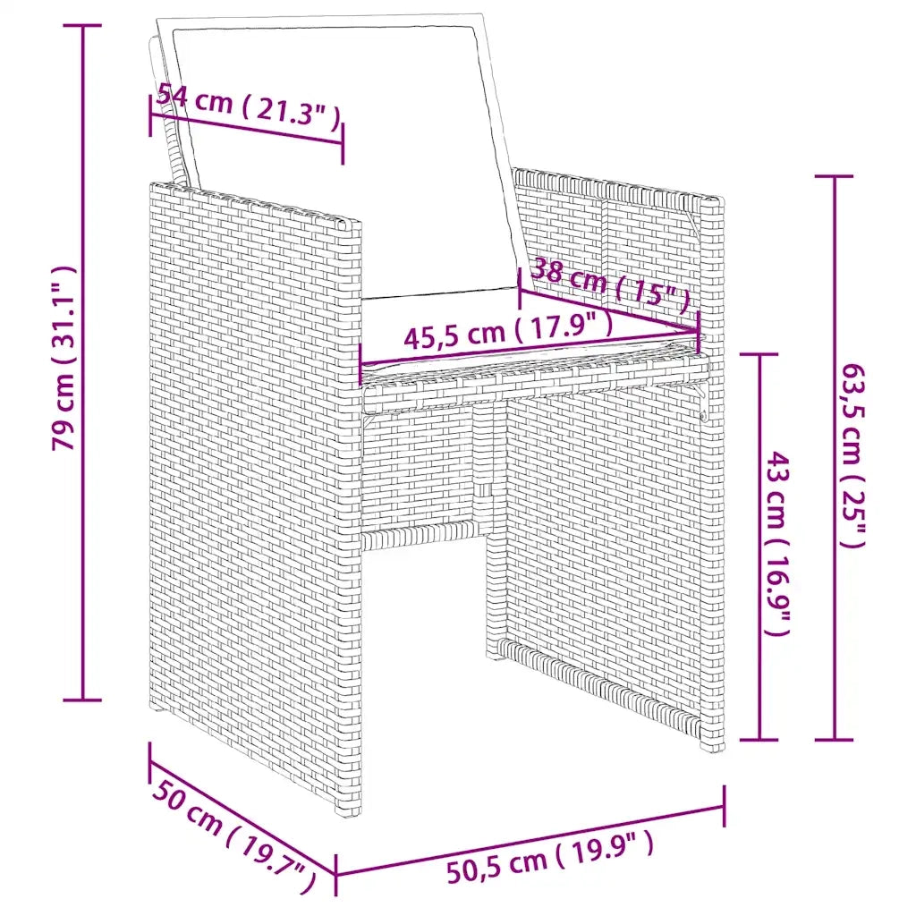 Set da Pranzo da Giardino 13pz con Cuscini Grigio in Polyrattan 3277810