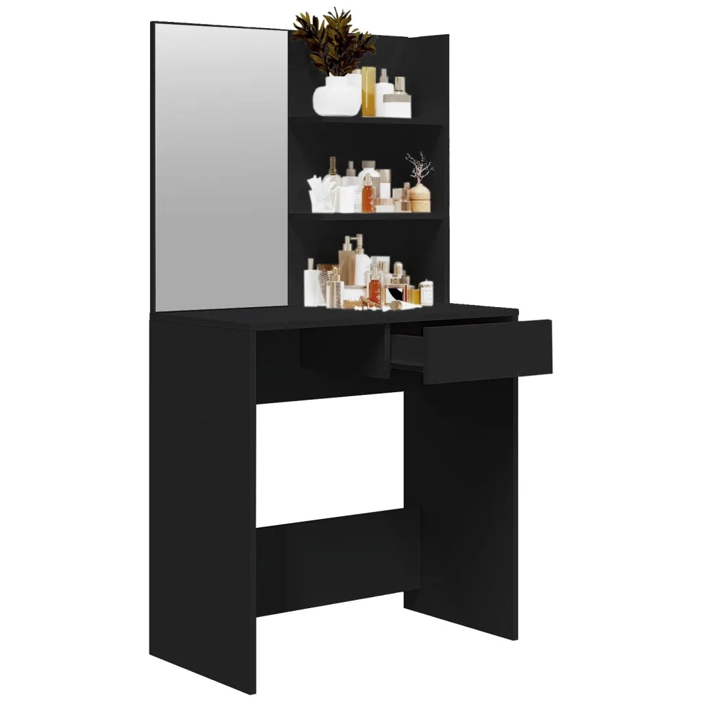 Toeletta | Tavolo da Trucco con Specchio Nero 74,5x40x141 cm