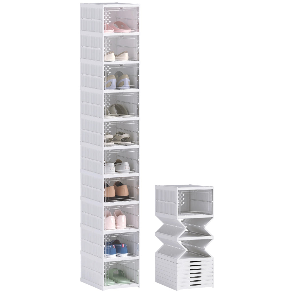 Scatole per scarpe pieghevoli in plastica ¨C Minimal ¨C bianco, 10 pezzi