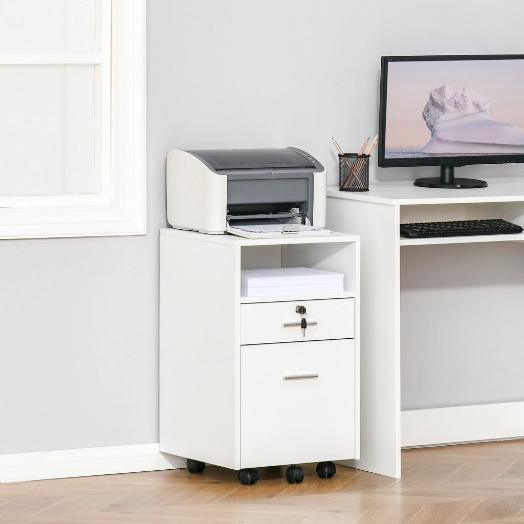 Scrivania con cassettiera e ripiano ¨C Minimal ¨C 39x40x65 cm, bianco