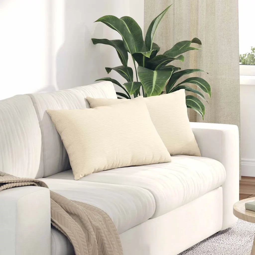 Cuscini da Divano 2 pcs Crema 60 x 40 cm Tessuto in Cords 42013690