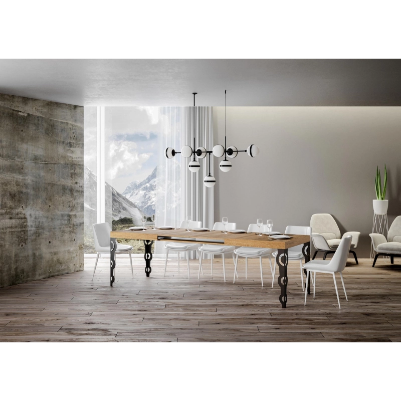 Tavolo allungabile 90x140/244 cm Karamay telaio Antracite - Quercia Natura