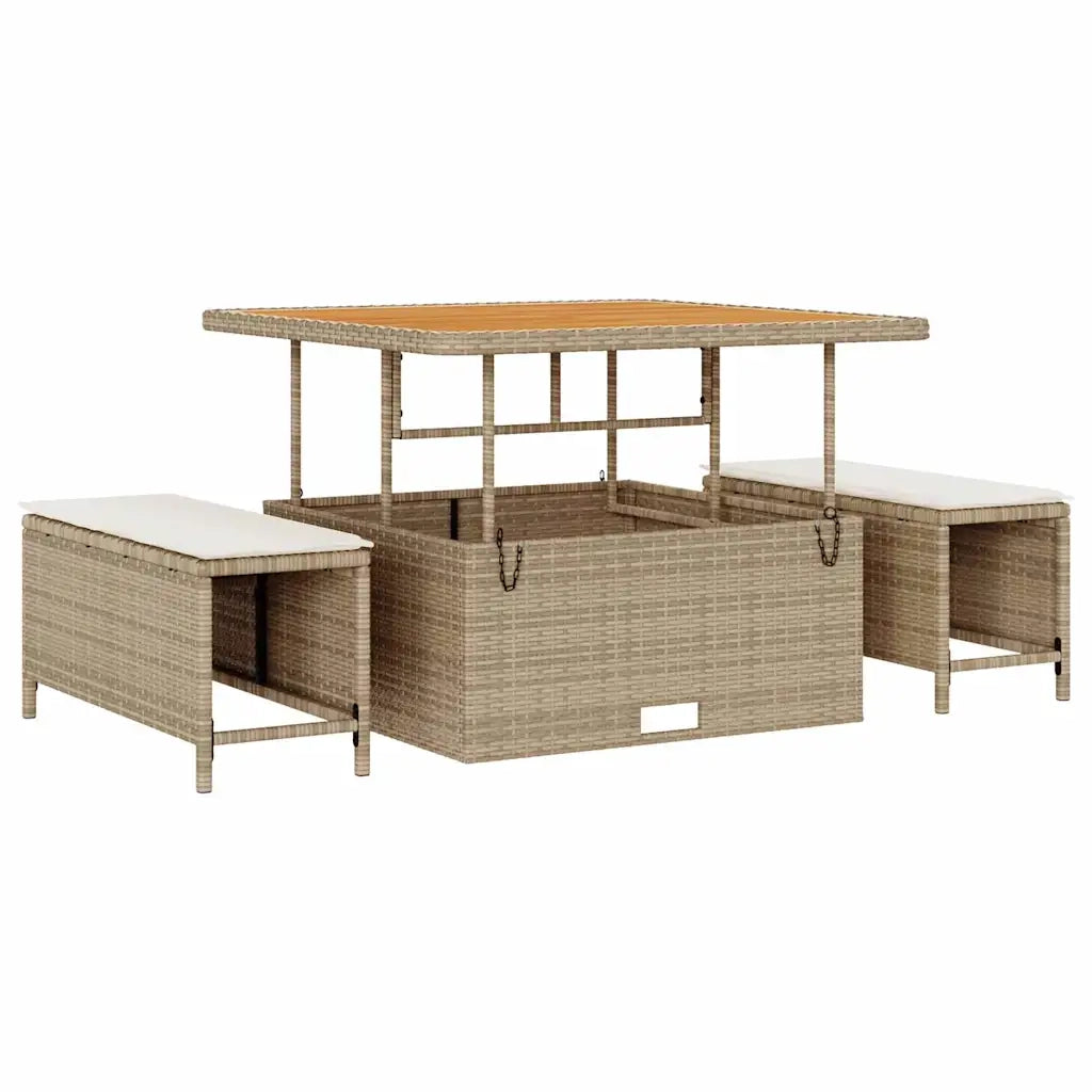 Set Divano da Giardino con cuscino 8 pcs Beige polyrattan