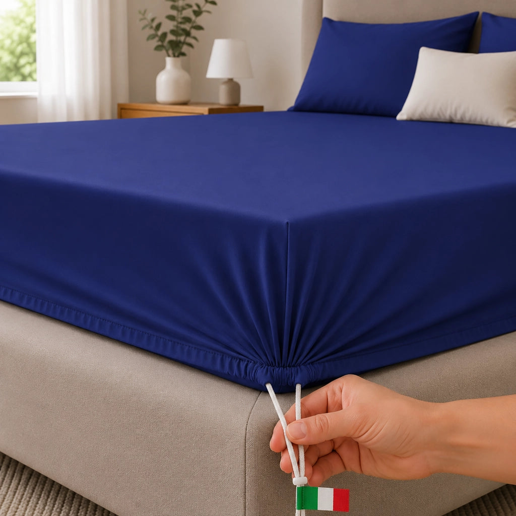 Romesila, Lenzuolo Piazza e Mezza Lenzuolo Sotto con Angolo da 27 cm, blu