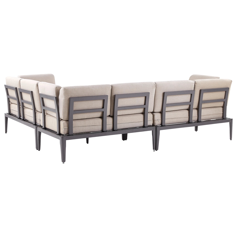 Set Divano da Esterno in Alluminio grigio e cuscini beige a 6 posti Patio Moderno