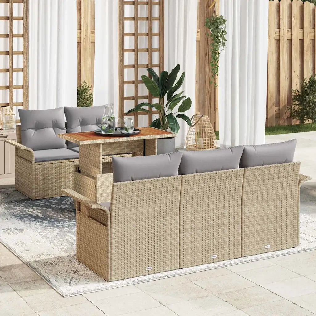 Set Divano da Giardino 6 pcs Beige e Grigio Chiaro polyrattan 3349272