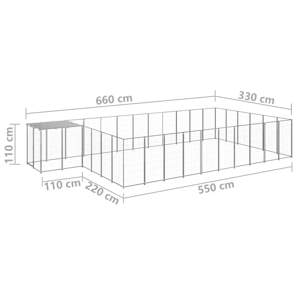 Gabbia per Cani Argento 19,36 m² in Acciaio 3082222