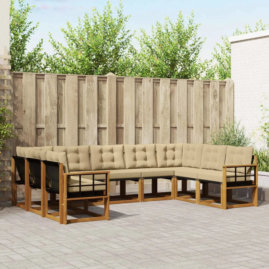 Set di divani da esterno con cuscino 9 pcs Naturale e Beige 3369056