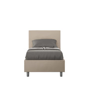BS COM Letto singolo contenitore imbottito 80x210 similpelle tortora