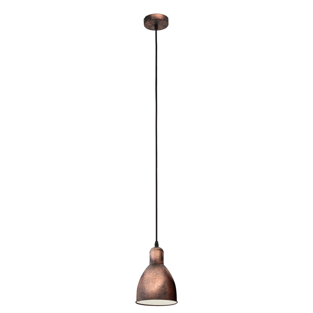 Lampadario A Sospensione Vintage Priddy 1 Acciaio Rame Anticato 1 Luce E27
