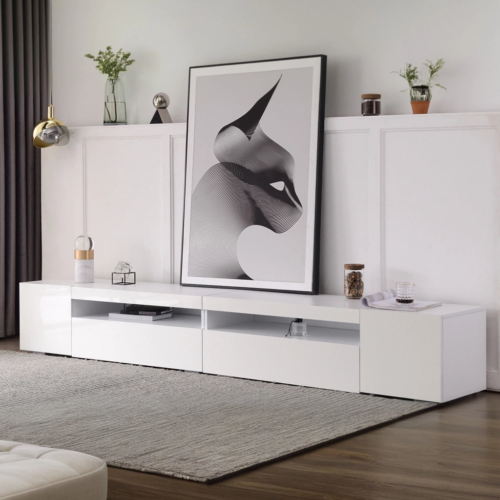 Credenza TV bianca in MDF lunghezza 240 cm