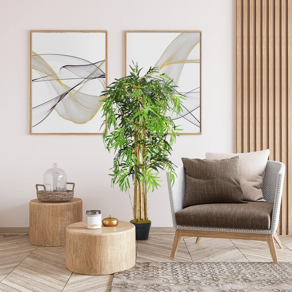 Pianta Artificiale Bamb¨´ con Vaso per Interno ¨C Minimal ¨C ¦µ18x150cm